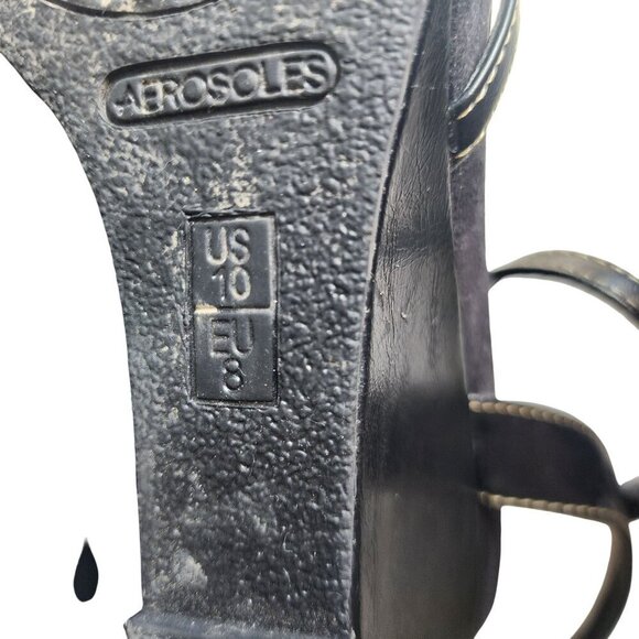 Aerosoles Black Strappy Platform Wedge Sandals Buckle Detail Adjustable Size 10 - Picture 10 of 14